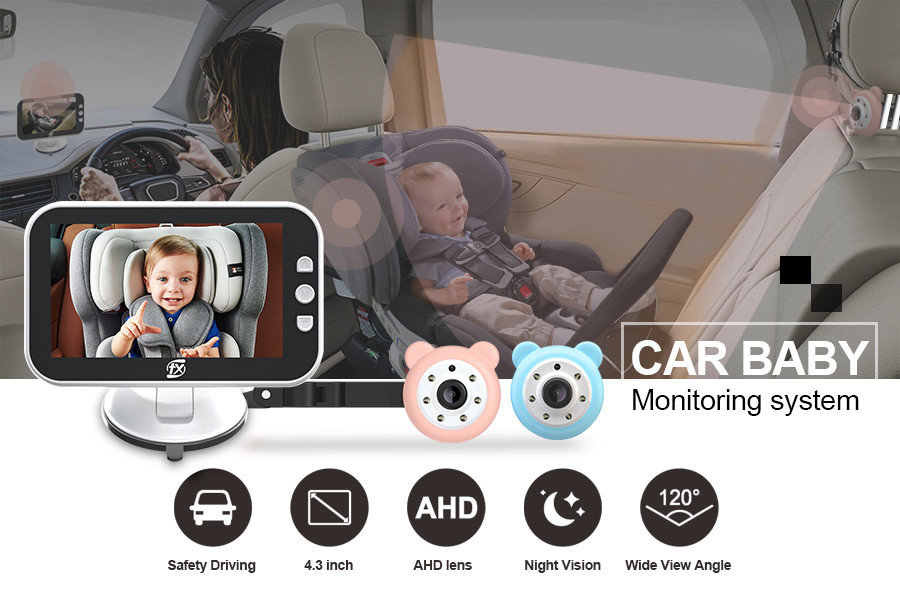 4.3 Inch Color Monitor Baby Car Mirror Camera Power Supply 9V - 24V