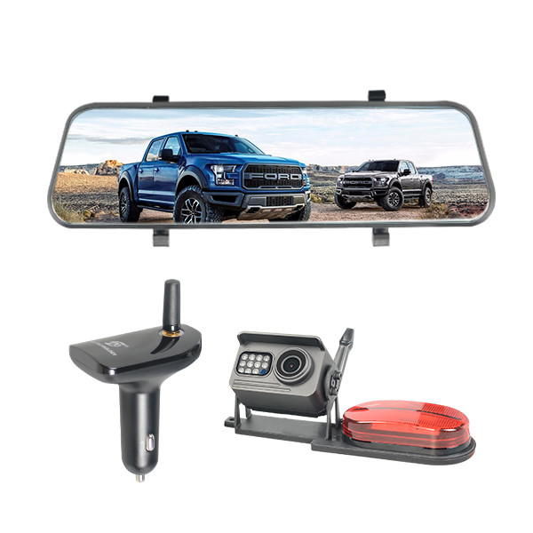 Night Vision Touch Mirror DVR Wireless Rear View Dash Cam AHD 1080P Receiver Black Color