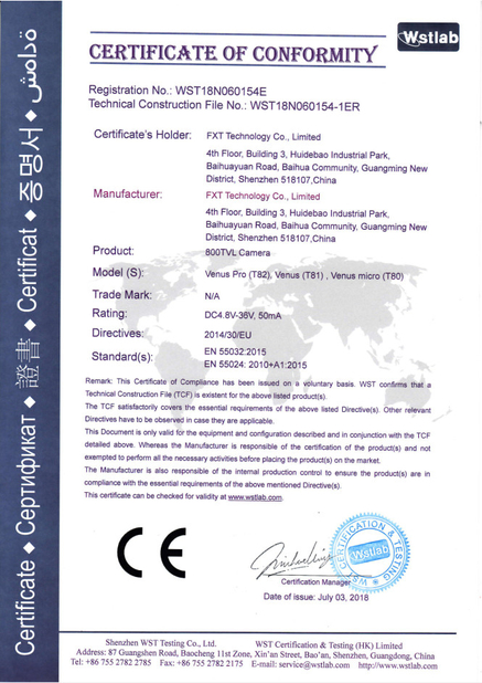 China Shenzhen FXT Technology Co.,Ltd. certification